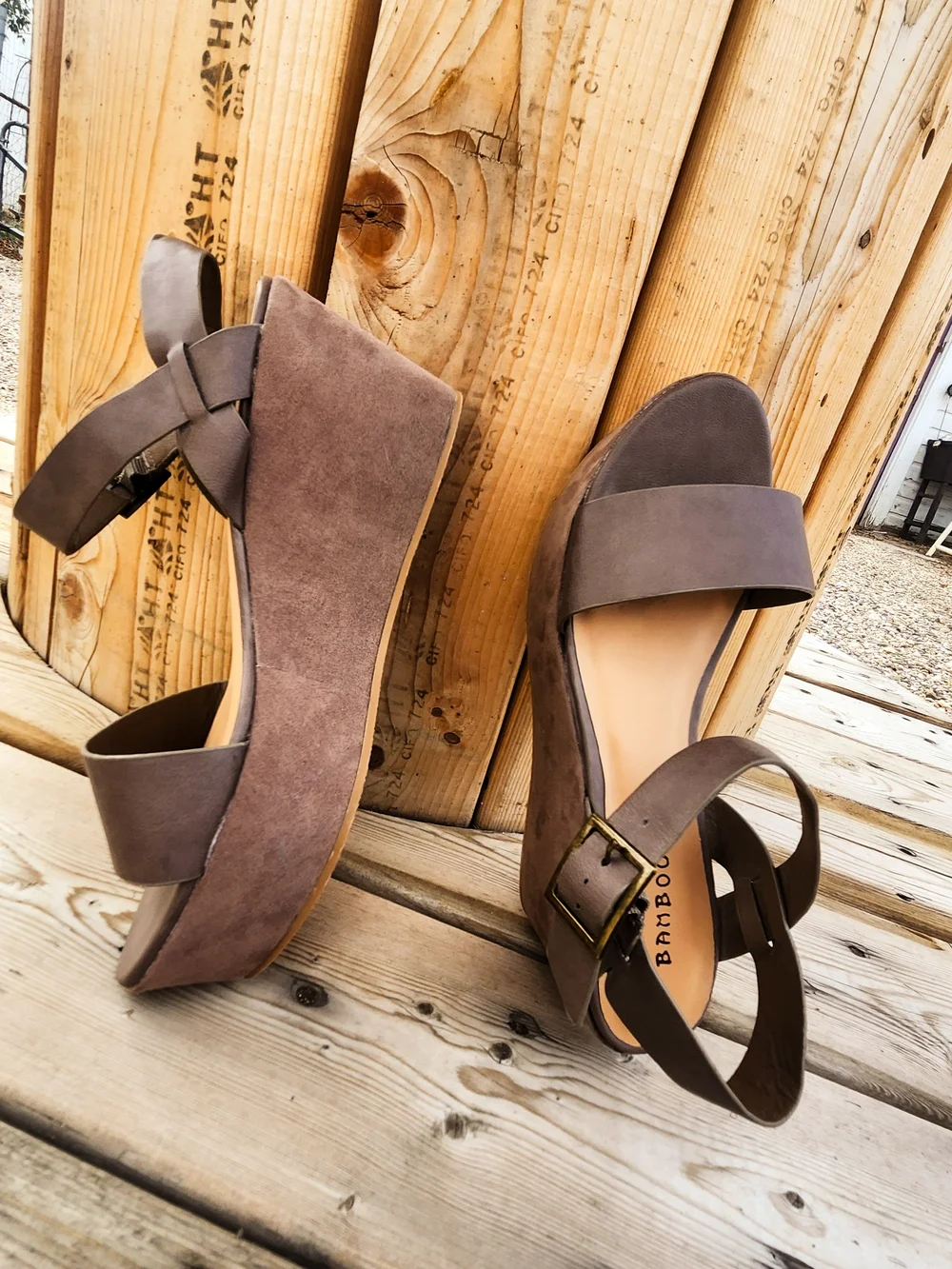 Bamboo Women's Platform Wedge Sandals – Size 9
